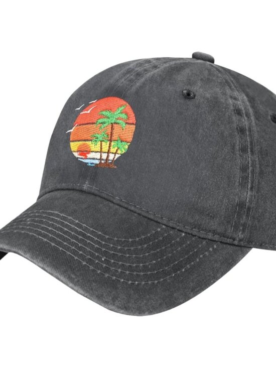 Women\'s Embroidery Adjustable Washed Distressed Trucker Hat Baseball Cap main image 6